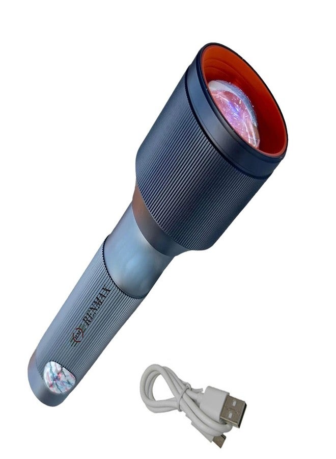 RENMAX Hand Torch Light 100W Zoom Focus Waterproof Rechargeable High/Low/Flash/SOS/Dimmable Light Modes LED Laser Flash Annodised Metal- 1Pc - Image 1